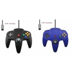 2-pack Klassisk Trådbunden N64-kontroll Retrospel 64-bitars Spelkontroll Joystick Ersättningskontroll 18 2pcs