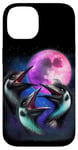 Coque pour iPhone 14 3 émeu hurlant à la lune, ornithologue amusant pour les amoureux des oiseaux