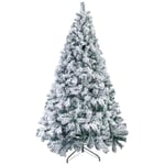 Uten Sapin de Noël Artificiel 150cm Arbre de Noël Vert Décoration Fêtes de Noël avec Support en Métal 500 Branches avec Flocon de Neige Blanc