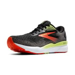 Brooks Men's Ghost 16 GTX Sneaker, Black Mandarin Red Green, 8 UK