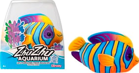 Lansay - ZHU ZHU AQUARIUM - Crystal le Poisson-Ange Royal - Multicolore - Peluche Douce & Interactive Pour Enfants dès 4 ans -Création Histoires Enchantées- Animal Intéractif Rigolo- Pas Besoin d'Eau