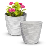 Wave Design Flower and Plant Pots (Set of 2) - 18cm Diameter