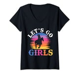 Womens Rodeo Western Country Southern Cowgirl hat - Let's Go Girls V-Neck T-Shirt