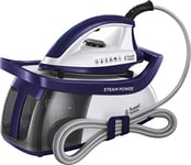 Russell Hobbs Steam Power Generator Iron, 1.3L Removable Water Tank, Ceramic Soleplate,130g Shot of Steam,110g Steam Output,Upright Storage,Carry handle, Cord Storage, 2600W 24440 Purple & White