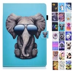 Rose-Otter for Kindle Fire 7 (2019) (2017) (2015) Case PU Leather Wallet Flip Case Card Holder Kickstand Shockproof Bumper Cover with Pattern Cool Elephant