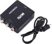 Convertisseur HDMI vers RCA, HD 1080p numérique HDMI vers RCA Vidéo Composite Audio AV CVBS Adaptateur Convertisseur avec câble de Chargement USB pour TV, magnétoscope VHS, enregistreur DVD(Noir)