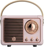 Haut-Parleur Bluetooth Rétro, Haut-Parleur Vintage Avec Style Classique Ancien, Volume Fort, Connexion Sans Fil Bluetooth 5.0, Pr En Charge De Carte Tf, Disque U Et Entrée Audio Aux(Rose) [Q806]