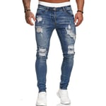 HDDNZH Casual Pants Men Trousers,Sexy Hole Jeans Pants Men Sweatpants Casual Male Ripped Skinny Do Old Vintage Trousers Slim Biker Outwears Large Size Pants For Men Jogging Sweat Bottoms,Blue,M