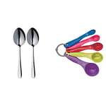 MasterClass KitchenCraft Stainless Steel Serving Spoons, Silver, 2-Piece & Colourworks 5 Piece Measuring Spoon Set