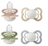 BIBS - Pacifier Supreme 2x 2 PACK - Blush/Vanilla GLOW & Sage/Cloud Glow - Size 2