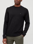 Tommy Hilfiger Core Cotton Silk Crew Neck Jumper &ndash; Black, Black, Size 2Xl, Men