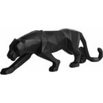 Panther Staty Leopard Skulptur Hemkonst Hantverk Ornament Modern Abstrakt Geometrisk Harts för Vardagsrum TV-skåp Dekoration Svart Liten