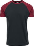 Urban Classics Men's Raglan Contrast Tee T-Shirt, Black/Burgundy, L