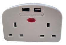 UK To Europe Euro Travel Adaptor 2x USB Ports France Spain Italy Adapter Plug