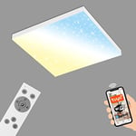 Briloner - Plafonnier LED plat Smart Home, fonctionne avec Alexa, télécommande, lampe LED, plafonnier LED, lampe de salon, panneau LED, lampe de chambre, lampe de couloir, 45x45x6,9 cm, blanc