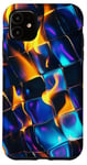 Coque pour iPhone 11 Art abstrait psychédélique bleu électrique futuriste