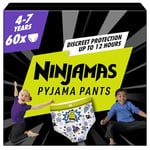 Pampers Ninjamas Pyjama Pants Unisex Spaceships, 4-7 Years, 60 Pyjama Pants, 17kg - 30kg, All-Night Leak Protection