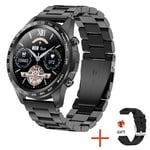 RUMOCOVO® Montre connectée de sport pour hommes, marque de luxe en acier, avec Bluetooth, appel, étanche IP67, 2322 - Acier Noir A