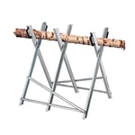 Relaxdays Sawhorse, Wood Sawing, Foldable, Work Bench Chainsaws, Firewood, Sturdy Steel, HxWxD 80 x 80 x 85 cm, Silver, 80 x 85 x 80 cm