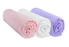 Easy Dort Lot de 3 Draps Housse 70x160 cm Lit Bébé Lit Enfant 100% Coton Jersey Rose Blanc Parme Extensible Respirant Sommeil sain Oeko-Tex Qualité Fabriqué en Europe