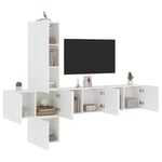 Tv-møbel til væg 5 dele konstrueret træ hvid