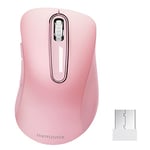 memzuoix 2.4G Wireless Mouse, 1200 DPI Mobile Optical Cordless Mouse with USB Receiver, Portable Computer Mice Wireless Mouse for Laptop, PC, Desktop, MacBook, 5 Buttons (Pink)