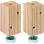 Cyclingcolors - 2x pied réglable ajustable vérin vis de réglage poussoir butée avec bloc bois meuble, hauteur 100mm