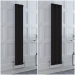 Radiateur style fonte rétro vertical – 180 cm - Noir - Double rang – Choix de tailles et de pieds - Windsor