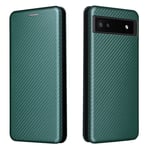 Google Pixel 6a - Slim læder cover - Børstet design - Grøn