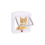 Blanc Chatières et portes manuelles,Chatière pour Chat Chiens Petit Chatière Porte Puce 4 Voies verrouillable Facile à Installer