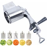 Senderpick - Râpe à légumes en acier inoxydable Râpe à tambour manuelle Râpe à tambour pour salade avec 5 inserts de coupe