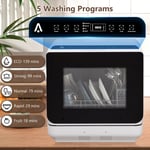 Table Top Dishwasher 5 Programs Mini Dishwasher with 5L Water Tank LED Display