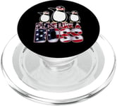 Floss Like A Boss American Flag Funny Penguin 4th of July PopSockets PopGrip for MagSafe