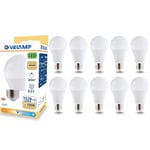 Velamp Ampoule LED, standard A60, culot E27, 15W (1520 lumens équivalent à 100W), lumière blanche naturelle 4000K, technologie SMD, faisceau 200 °, pack de 10 ampoules