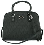 Michael Kors Handbag Black PVC Logo Pattern Medium Satchel Bowling Bag RRP £345