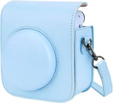 Housse pour Instax Mini 12 Pochette Appareil Photo Instantané Fujifilm Case Camera Sac de Voyage avec Bandoulière,Bleu(Q1005)