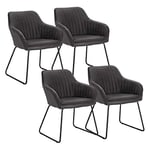 WOLTU Chaise de Salle à Manger Lot de 4, Moderne Chaise de Cuisine, Fauteuil scandinave, Chaise Coiffeuse, pour Salle de Séjour, Chambre à Coucher, Cuisine, en Velours et métal Gris BH140gr-4