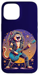 Coque pour iPhone 15 Drôle Chat Rockstar Guitare Joueur Cheveux Métal Glam Rock Band