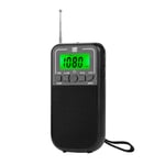 Mini récepteur radio portable de poche avec haut-parleur intégré,FM,AM,SW,DSP,écran rétro4.2 LCD,réveil,prise en charge chronométrée - Type Black