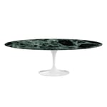 Knoll - Saarinen Oval Table - Matbord, 244 x 137 cm, Vitt underrede, skiva i glansig grön Alpi marmor - Spisebord - Eero Saarinen - Grønn - Metall/Stein