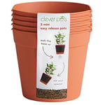 Clever Pots Lot de 5 Mini Pots de Fleurs en Plastique à dégagement Facile, pour extérieur ou intérieur, légers et résistants aux intempéries, pour Fleurs et Plantes d'extérieur, Terre Cuite