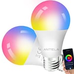 ANTELA Ampoule Connectée LED Wifi E27 9W RGB/CCT 2700K-6500K Ampoule Intellig...