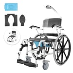 VEVOR Fauteuil Roulant de Douche, 440 mm, Fauteuil Roulant de Salle de Bain en Alliage d'aluminium, capacité de Charge 136 kg, Chaise de Douche roulante réglable avec Frein pour Personnes handicapées