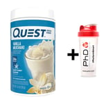 Quest Nutrition Protein Powder Vanilla 726g + PhD Shaker DATED OCT/2023
