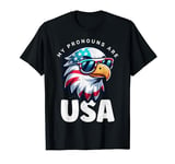 My Pronouns Are USA Retro Eagle Patriotic American Men Women T-Shirt