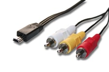 vhbw Adaptateur audio video AV câble en composite compatible avec Canon Ixus 130is, 132, 135, 140, 160, 165, 180, 185, 190, 200, 200is appareil photo