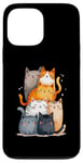 Coque pour iPhone 13 Pro Max Tour de chat mignonne à empiler pour un amoureux des chats