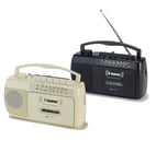 Steepletone Portable MW/FM Radio Tape Cassette Player Recorder Built in Mic NEW