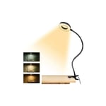 Lampe de lecture à pince - 48 LED protection des yeux lampe de lecture pince à livre, dimmable 3 température de couleur, 360° flexible -5W port USB