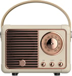 Haut-Parleur Bluetooth rétro,Haut-Parleur Vintage avec Style Classique Ancien,Volume Fort,Connexion sans Fil Bluetooth 5.0,Prise en Charge de Carte TF,Disque U et entrée Audio AUX (Blanc)(Q1145)